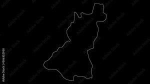 Wangdue Phodrang Bhutan district map outline animation