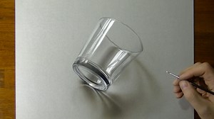 Incredible 3D painting of drinking glass.