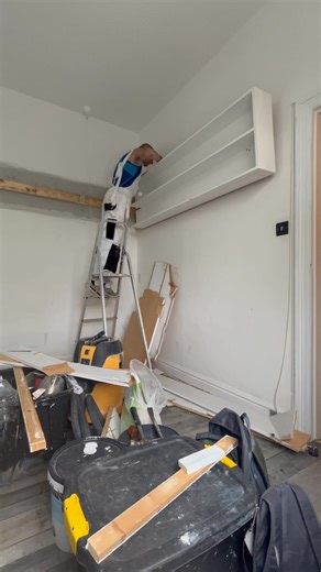 Trying to remove a stubborn shelf unit without causing too much damage in the process. Well I did try! | Sean Mccaffrey Decorators