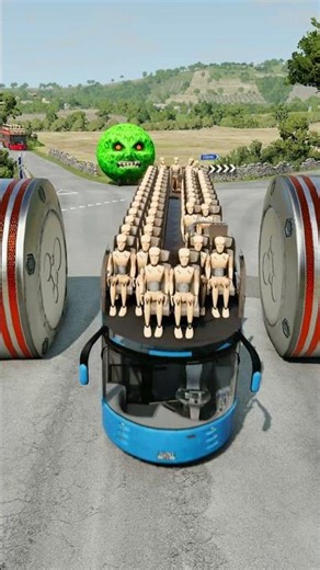 Long Colourful Capsule Buses vs Hydraulic Crush - BeamNG.drive