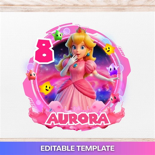Editable Princess Peach PNG, Peach Birthday PNG, Instant Download, Mario Galaxy Peach Birthday PNG, Princess Peach Cake Topper, Peach Shirt - Etsy