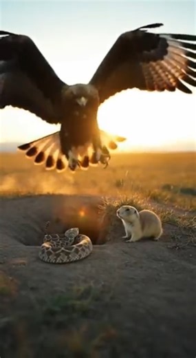 🦅🔥 Eagle Saves the Mongoose from a Snake at Its Burrow! #Eagle #Mongoose #WildRescue