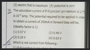 The saturation current of \mathrm{P}-\mathrm{N} junction german... | Filo