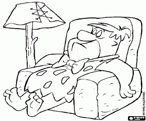 Fred Flintstone on the armchair coloring page printable game