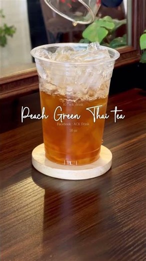 Viral Peach Green Thai Tea 🍑🍃✨ | Trendy Thai Drink Recipe #mocktail