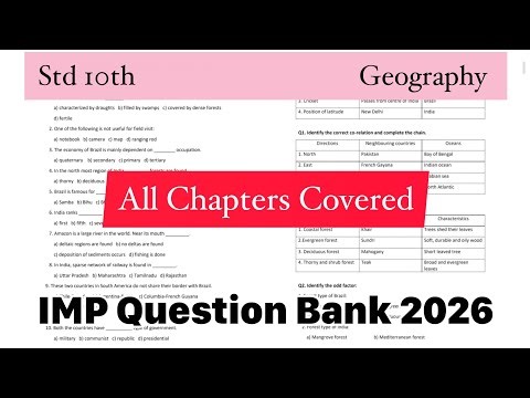 Std 10th | Most IMP Question Bank 2026 | All Chapters Covered | Geography | Board Exam | SSC