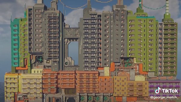 サイバーパンク風建築のマイクラ作品