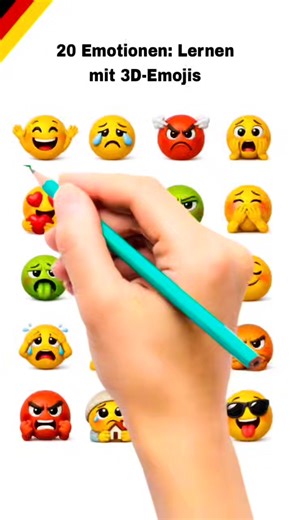 20 Emotionen: Lernen mit 3D-Emojis #deutschlernen #deutschsprache #deutschfüranfänger #germanvocabulary #GermanVocabulary #learngerman101 #deutschlernen #learnenglish #fblifestyle #love | Learn German 101