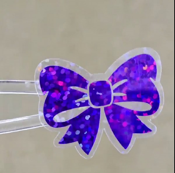 Mini Purple Bow Die Cut Stickers, Ribbon Decals, Clear Outline - Etsy