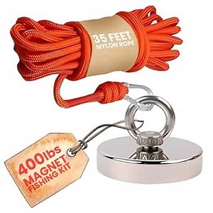 400 LBS Super Strong Neodymium Magnet Fishing Kit with Rope - Heavy Duty Rare Earth Magnets for Powerful Fishing & Industrial Strength Salvage - Imanes Fuertes