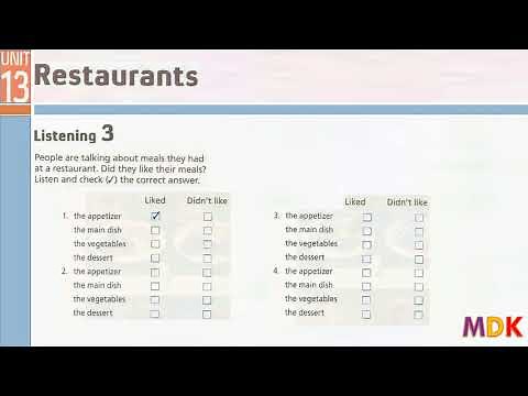 Tactics for Listening Third Edition Basic Unit 13 Restaurants