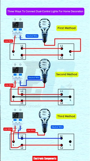 Three ways to connect dual-control lights for home decoration | 𝐄𝐥𝐞𝐜𝐭𝐫𝐨𝐧𝐢𝐜 𝐂𝐨𝐦𝐩𝐨𝐧𝐞𝐧𝐭𝐬