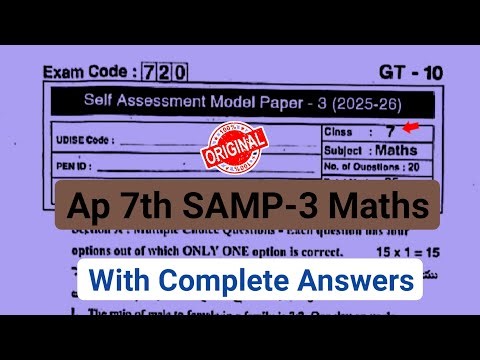 ap 7th class maths fa3 question paper 2026|7th class self assessment model paper 3 maths 2026