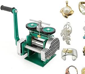 Manual Rolling Mill Machine, 120mm Jewelry Press Tabletting Tool Manual Hand Crank Tableting Jewelry Press Tool Metal Wire Reducing Thickness Press 85mm Tablett Green Jewelry DIY Tool