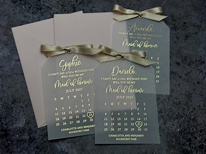Personalized Foiled Proposal Cards With Calendar - Will You Be My Bridesmaid Vellum Cards & Envelopes - Etsy