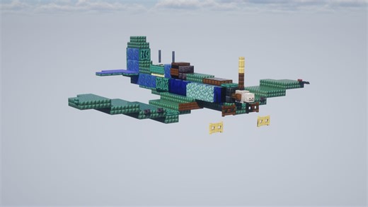 【Minecraft】F4U "海盗" 舰载战斗机 建筑教程 (1.5:1)