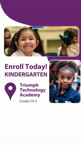 Get your child on the right track by starting Kindergarten at Triumph Technology Academy!