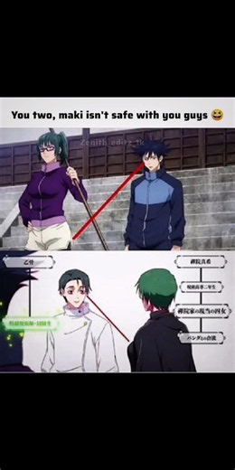 yuo two, maki isn't safe with you guys 😆#anime#jujutsukaisen#jjk#viral#shorts
