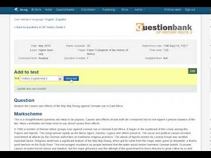 Creating a new Question bank test: adding questions to a test