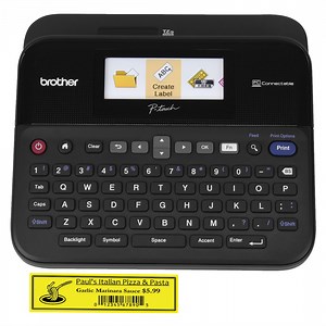 Brother P-touch, PTD600VP, PC-Connectable Label Maker with Full Color Graphical Display, Case, Split-Back Tapes, 14 Fonts, High-Resolution, Black