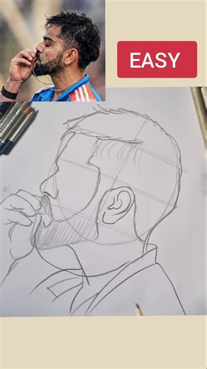 Virat Kohli outline drawing #viratkohli