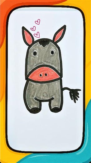 How to Draw a Cute Donkey 🫏 | Easy Drawing for Kids