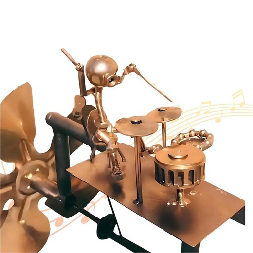 Handmade Metallic Drummer Windmill, Percussionist Music Figurines and Statues, Rockin Art Western Figurine, Wind-powered Kinetic Sculpture, Musical Art, Wind Spinners for Yard Lawn Garden Patio Decor, Drummer Decor, Decoration Items