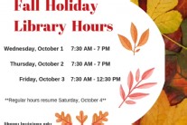 Fall Holiday Library Hours