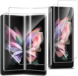 High Sensitivity Hydrogel Screen Protector for Samsung Galaxy Z Fold 5 / Galaxy Z Fold5 5G, 2 Pieces Transparent Soft TPU Protective Film (NOT Tempered Glass) [Fingerprint Unlock Compatible]