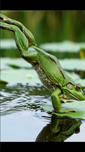 Frog Jumping on Lily Pads | 4K Macro Wildlife Video