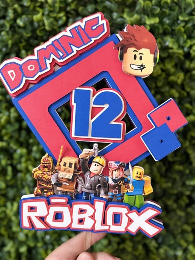 Roblox Birthday Cake Topper, Custom Name & Age Roblox Party Decoration, Gamer Birthday Cake Topper, Roblox Theme Party Decor - Etsy