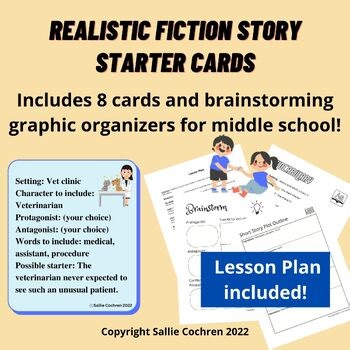 Realistic Fiction Story Starter Cards, Fictional Narrative Writing Prompts 6-8