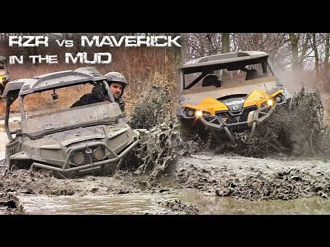 Stock Can-Am Maverick XMR vs Stock Polaris RZR XP in the Mud - Bighorns vs Silverbacks in the mud