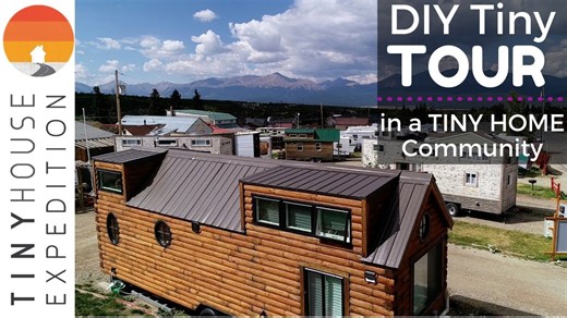 Gorgeous Log Cabin Style Tiny House in Mountain Tiny Home Village