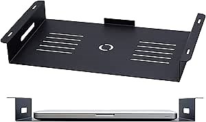 Oeveo Under Desk Laptop Mount - Black | Fits Laptops Up to 17"| 2.375" H x 19.5" W x 11.125" D | Metal Laptop Mount with Air Vents | ULM-291 | Made in America