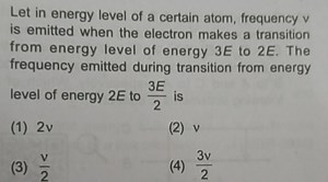 Let in energy level of a certain atom, frequency v is emitted w... | Filo