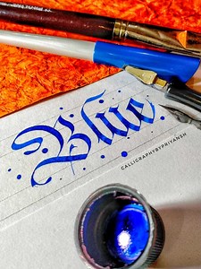 My favourite colour. 😄 Comment your favourite colour 👇 Don't forget to follow . Materials I used in this video: Pen: Speedball C-1 and Hunt 512 nibs with Speedball straight holder. Speedball Art Products Paper: Cartridge paper (Main) and Handmade textured paper (Aesthetic). Ink: Camlin due based permanent ink. Kokuyo Camlin Camera: Oppo A5 2020. . #keepwriting #indiancalligraphy #oddlysatisfying #handlettering #handletteringpractice #calligraphyvideo #typography #calligraphygang #letteringart 