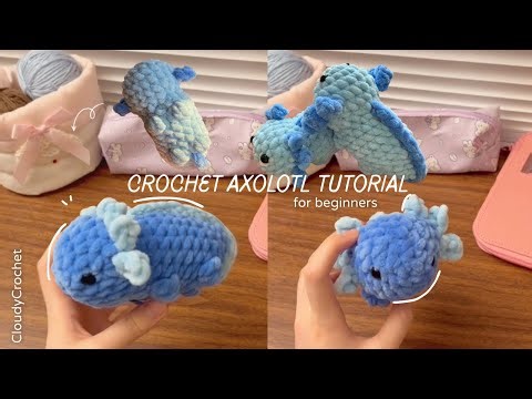 ˚⊹ᰔ Crochet No-sew axolotl tutorial | beginner friendly free amigurumi pattern ♡