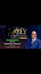 Join us in Memphis, TN at the National COGIC Convention, Thursday, November 7th 9:30am-12 Noon CST as Bishop Matthew L. Brown will be the speaker for the OJ JONES INSTITUTE…. Prepare to be empowered, inspired, and challenged as we become better disciples and servant leaders…. #COGIC #webebelievers #servantleader #servicediscipleship #gccexperience #influentialdisciple #mlbministries | Greater Community Cogic