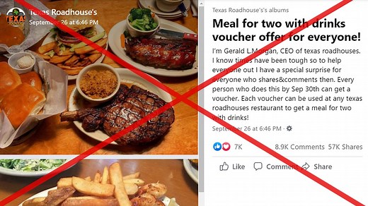 Texas Roadhouse warns there's a fake meal deal going around, stealing personal info