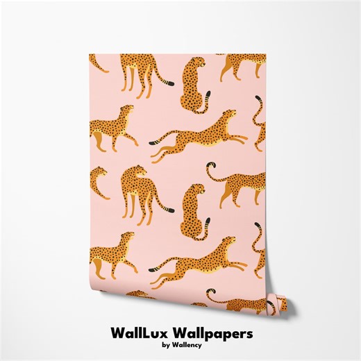 Cheetah Wallpaper Animal Print Pink Leopard Pattern: Removable or Peel & Stick - Etsy