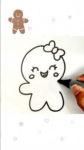 Cute Gingerbread Girl Drawing 🍪🎄 #drawing #shorts