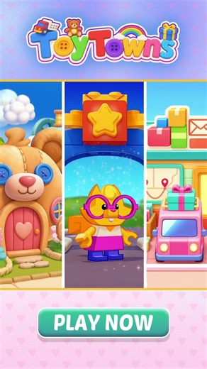 🧸 Toy Towns! Merge plush friends, colorful blocks, and tiny toy cars to unlock new stories!