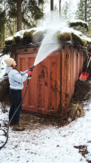 Beautiful Girl Builds a Luxury Underground Snow Container House!