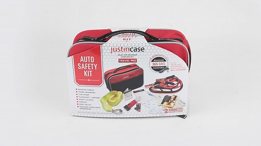 Justin Case Travel Pro Auto Safety Kit, Car Emergency Roadside Safety Kit
