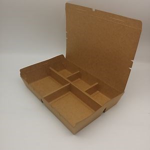 [Hot Item] Disposable Kraft Paper Food Box with Dividers with Several Compartments