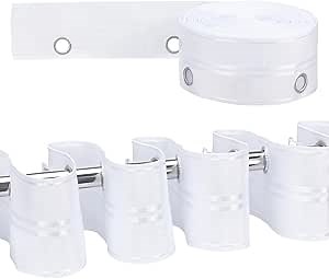 NBEADS 21.8 Yards Polyester Grommet Drapery Tape, 2.9inch Wide White Flat Heading Grommet Tape with Iron Hole Curtain Tape for Perforated Curtains Header Decoration