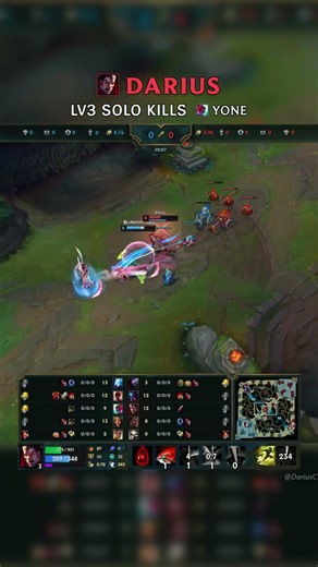 Darius LV3 SOLO KILLS Yone | KR Challenger Patch 26.12 #shorts