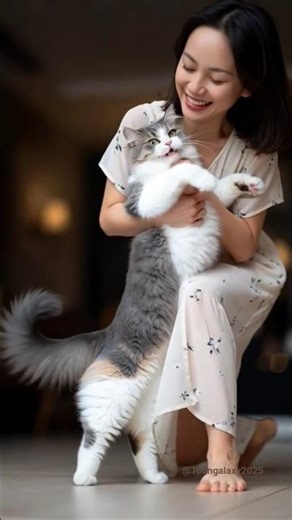 The Cat is playing with girl😍