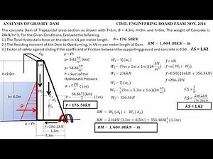 Analysis of Gravity Dam from November 2016 Civil Engineering Board Exam.